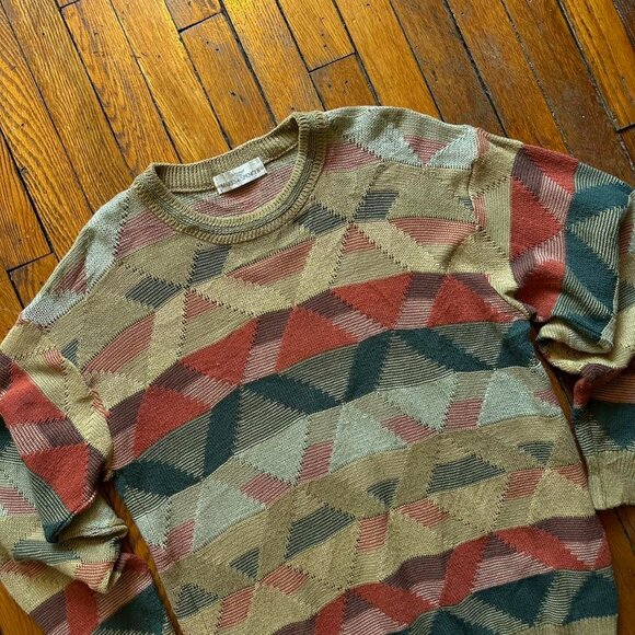 St. Michael by Marks & Spencer UK Knit Crew Neck Sweater‎ Men Med Yellow Green - Picture 2 of 8